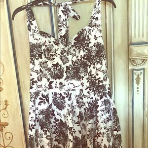 NWT Tatyana Halter top swing dress white & black roses. XL